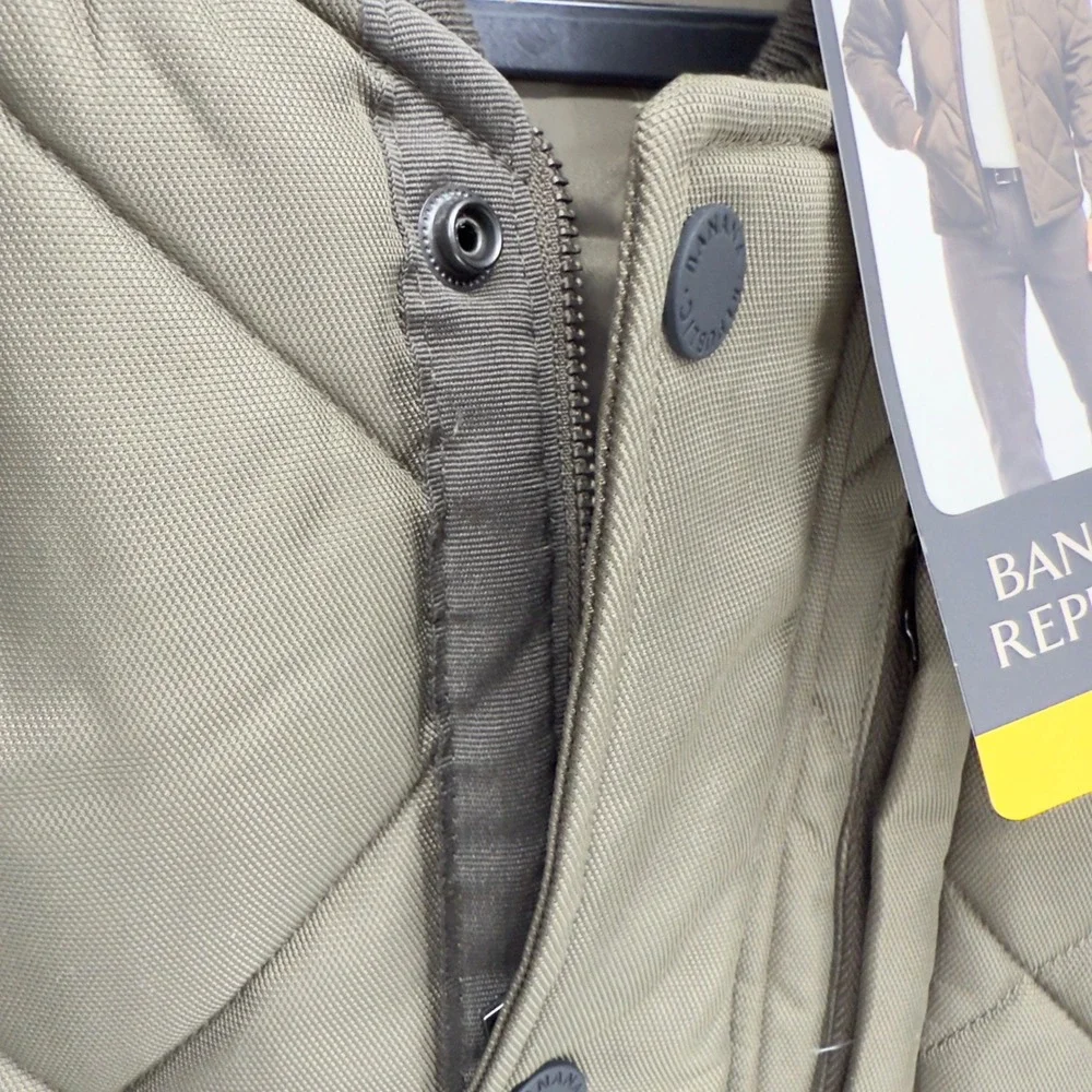 Banana‎ Republic Mens Quilted Bomber Jacket Olive Green Diamond Stitch Small NEW
